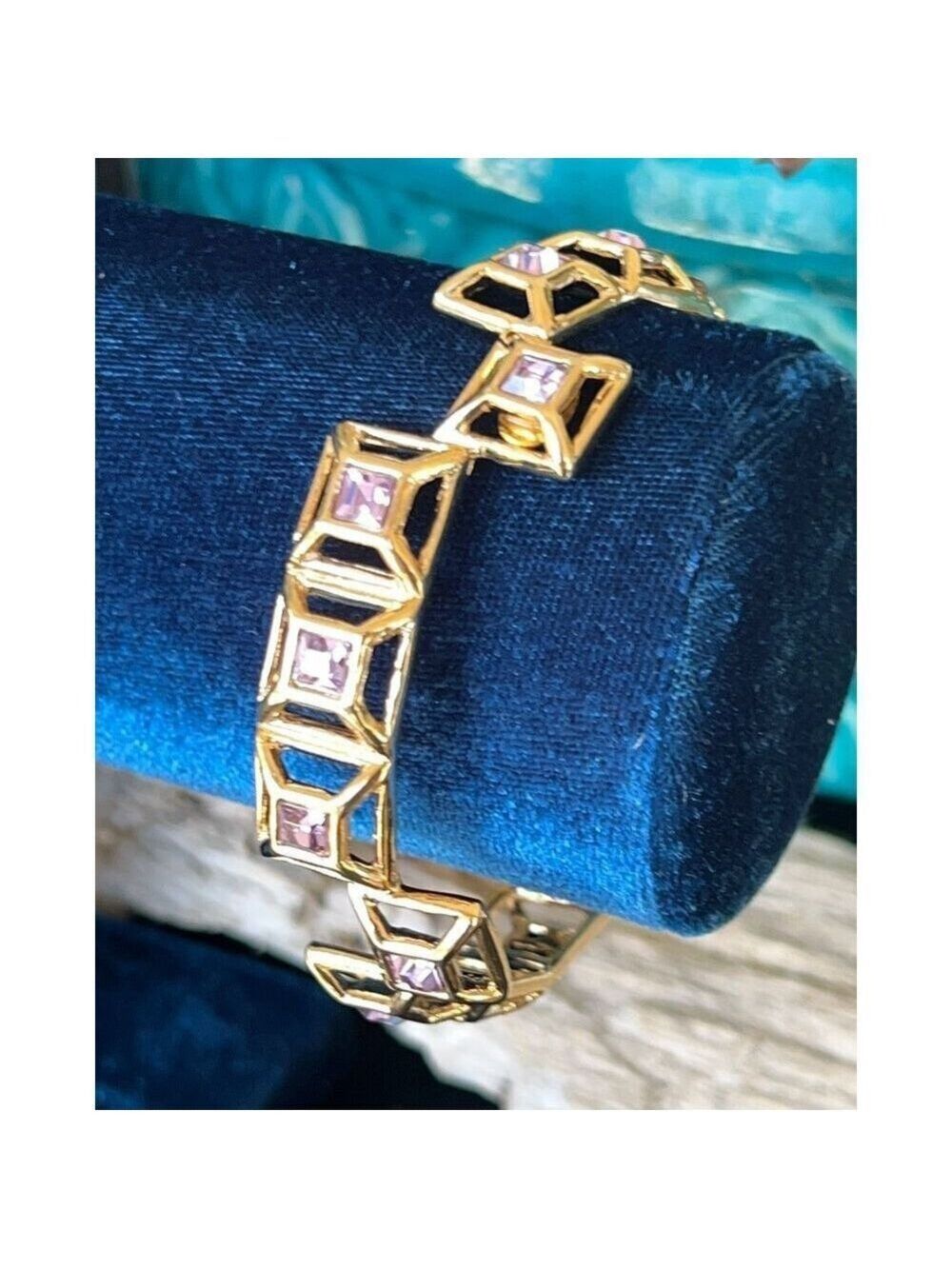 Gold Purple Geometric Kenneth Jay Lane Bangle Bracelet